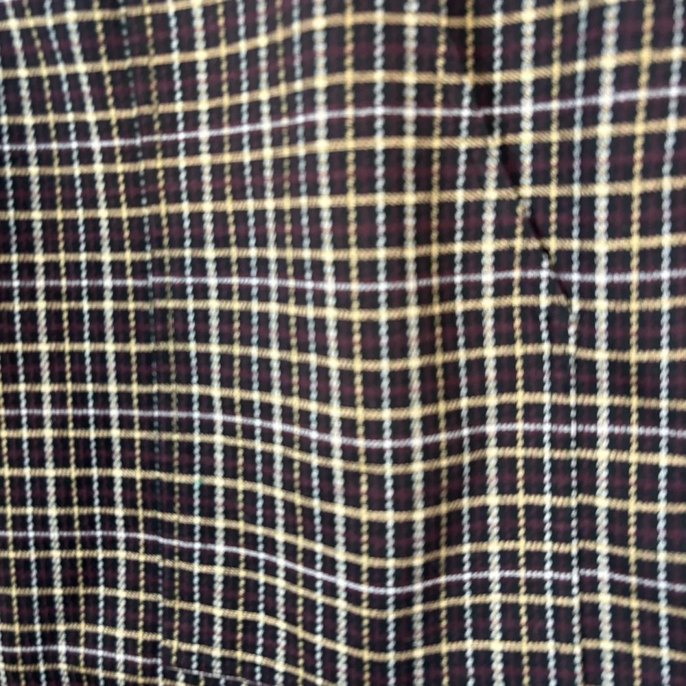 LOFT Burgundy Black Plaid Mini Pencil Skirt Large Grunge‎ YTK Heritage Prep Knit